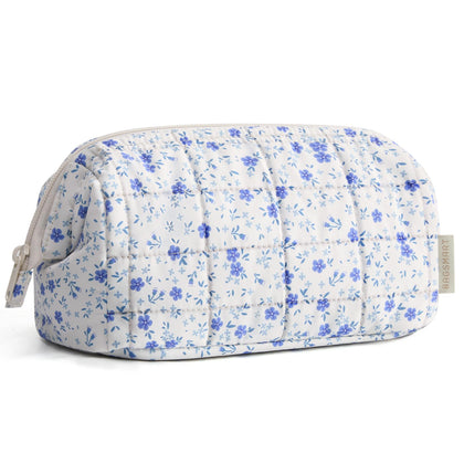 BAGSMART front view blue ditsy floral showing organized compartments and style