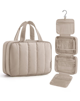 BAGSMART front view camel bag showing compact closed shape and zipper access benefit organization