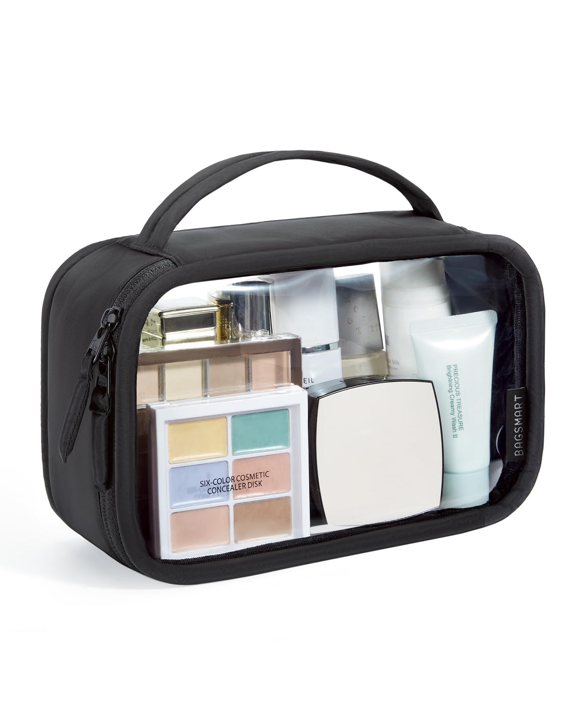 BAGSMART front view of clear toiletry bag for fast security checks