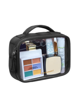 BAGSMART front view clear toiletry bag showing full transparency and compliance
