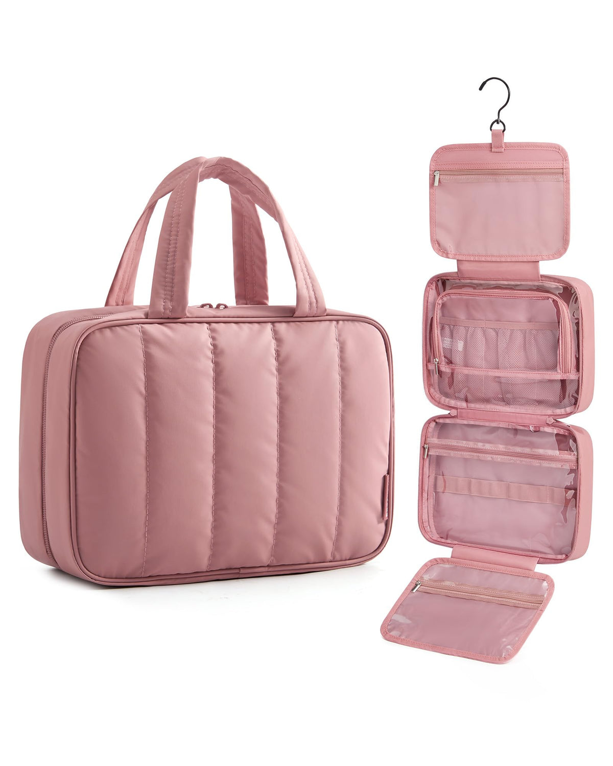 BAGSMART front view dusty rose showing compact, travel-ready design and secure closure