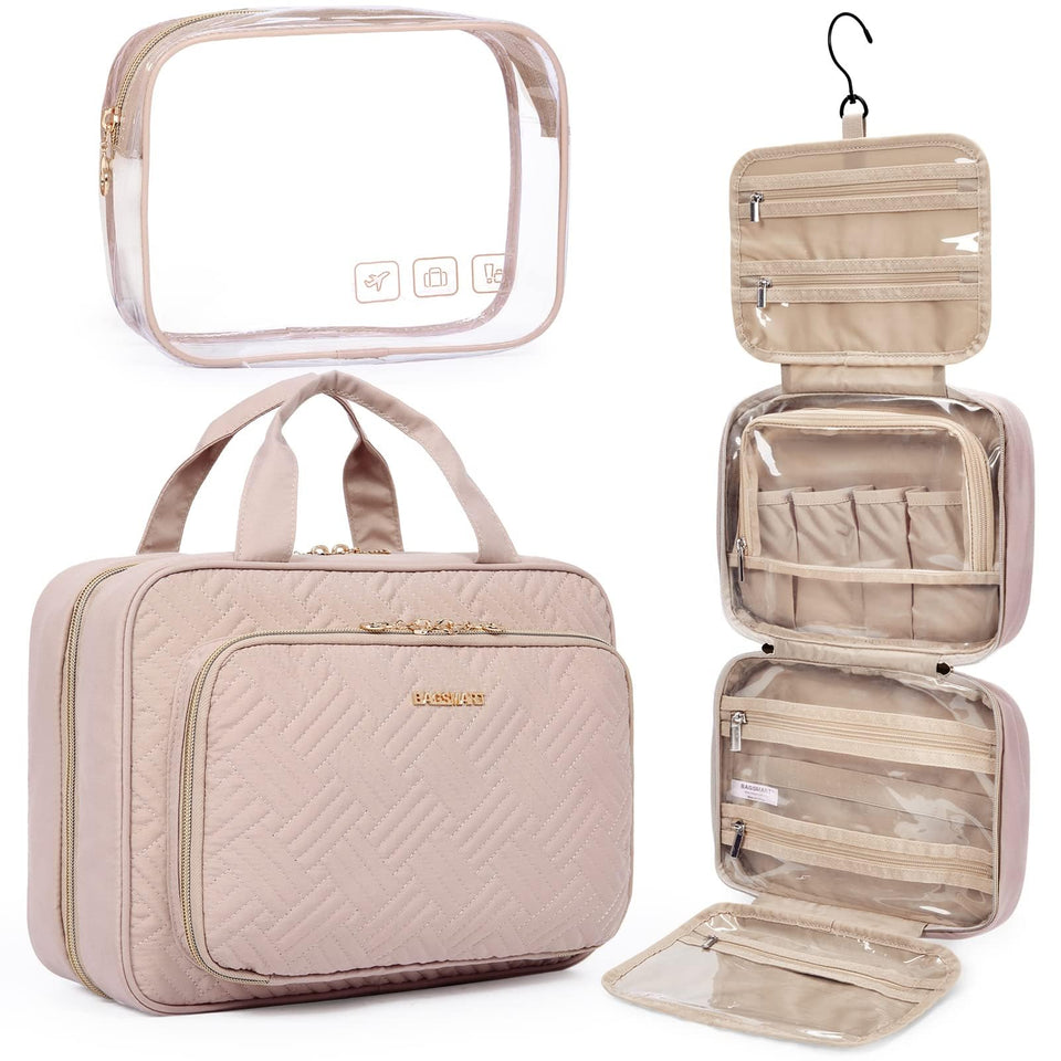 BAGSMART front view large pink bag showing organized exterior and travel-ready design