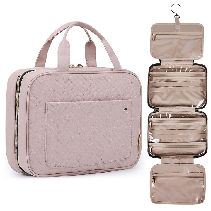 BAGSMART front view showing roomy travel toiletry bag and organized pockets benefit quick packing
