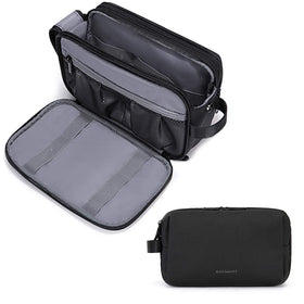 BAGSMART front view medium black toiletry bag showing compact design and easy grab