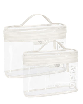 BAGSMART front view clear toiletry bag showing quart size benefit