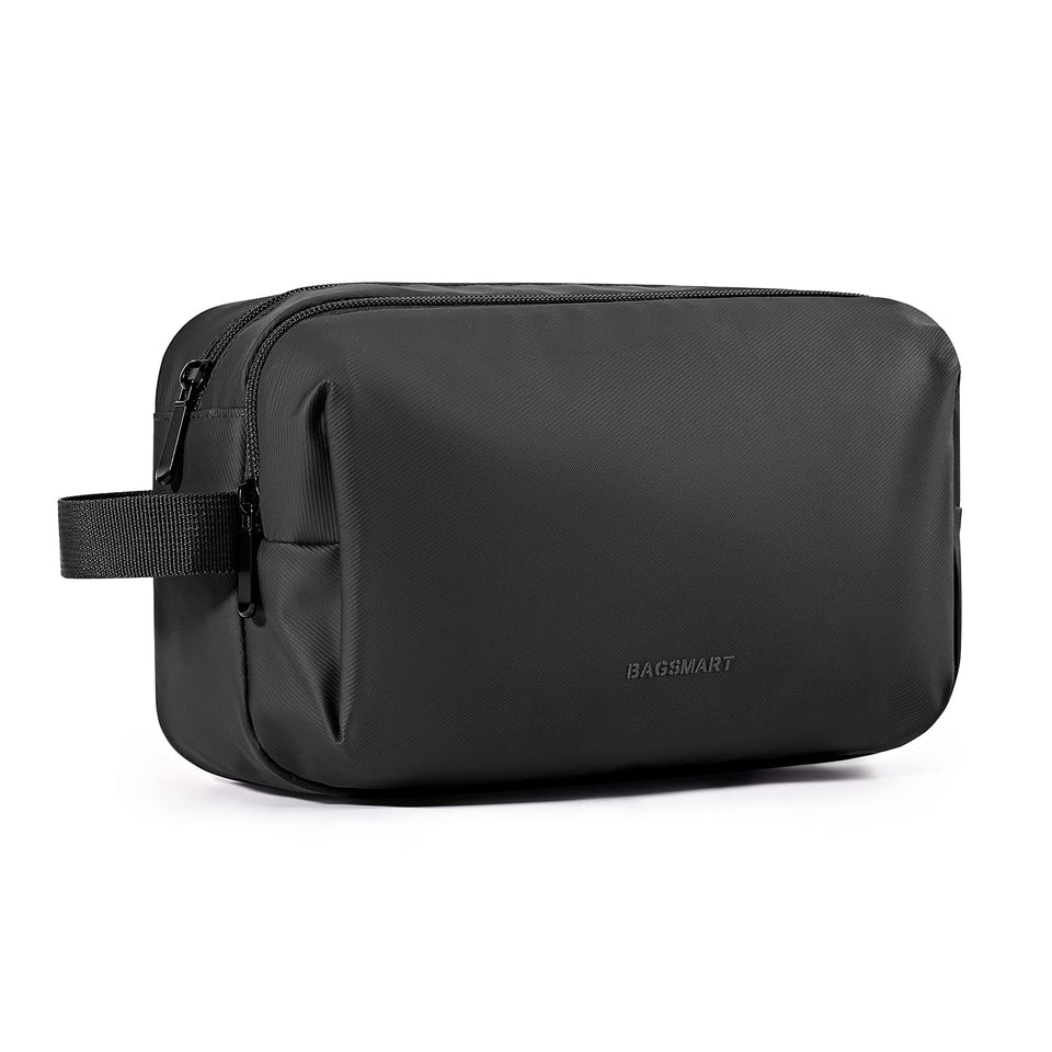 BAGSMART front view of toiletry bag showing compact organized design and benefit