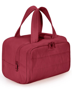 BAGSMART front view in Vintage Berry showing stylish puffy finish and zippered pocket