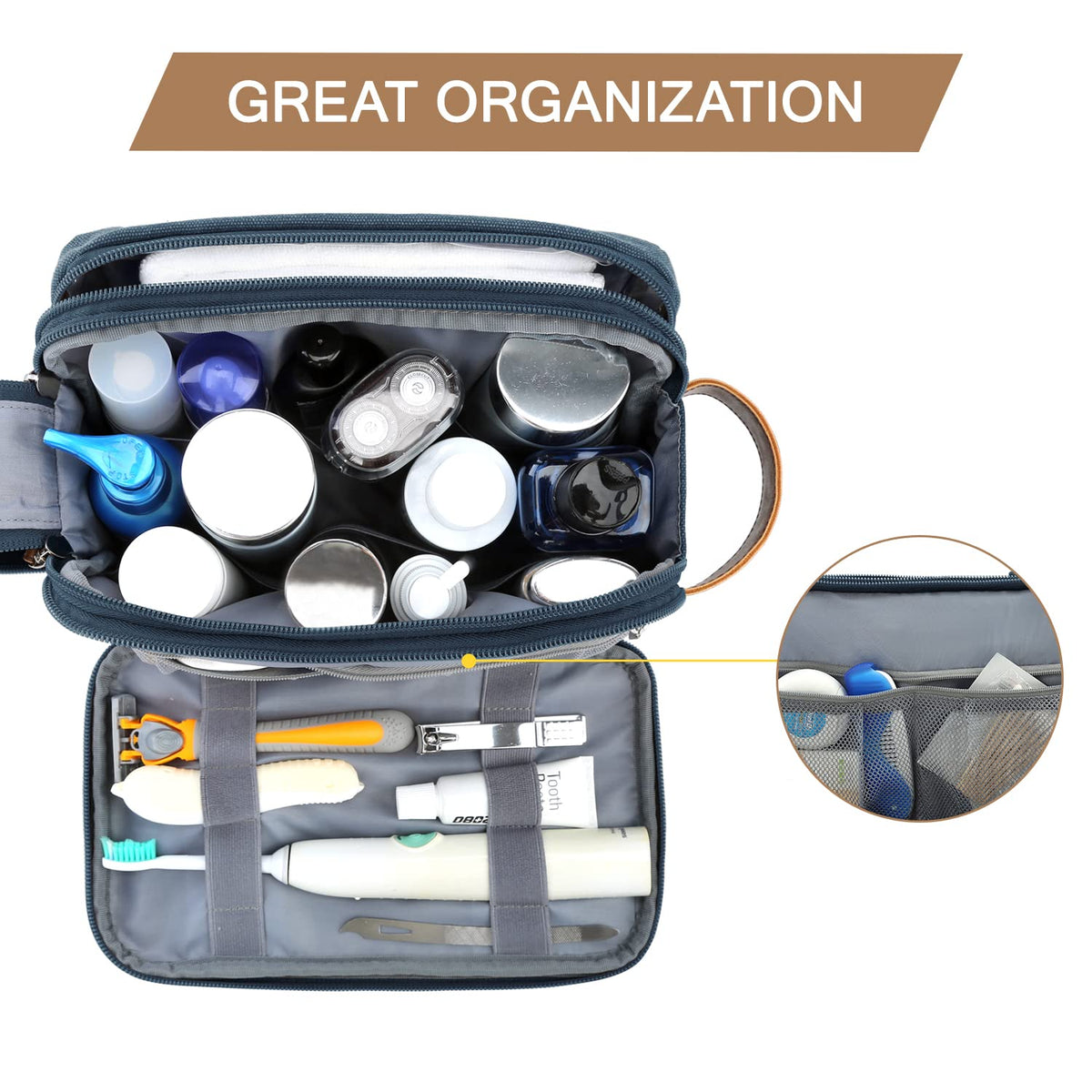 BAGSMART full-open layout displaying organized compartments for easy packing