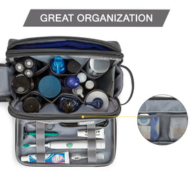 BAGSMART full-open interior displaying compartments and mesh pocket for easier organization on trips