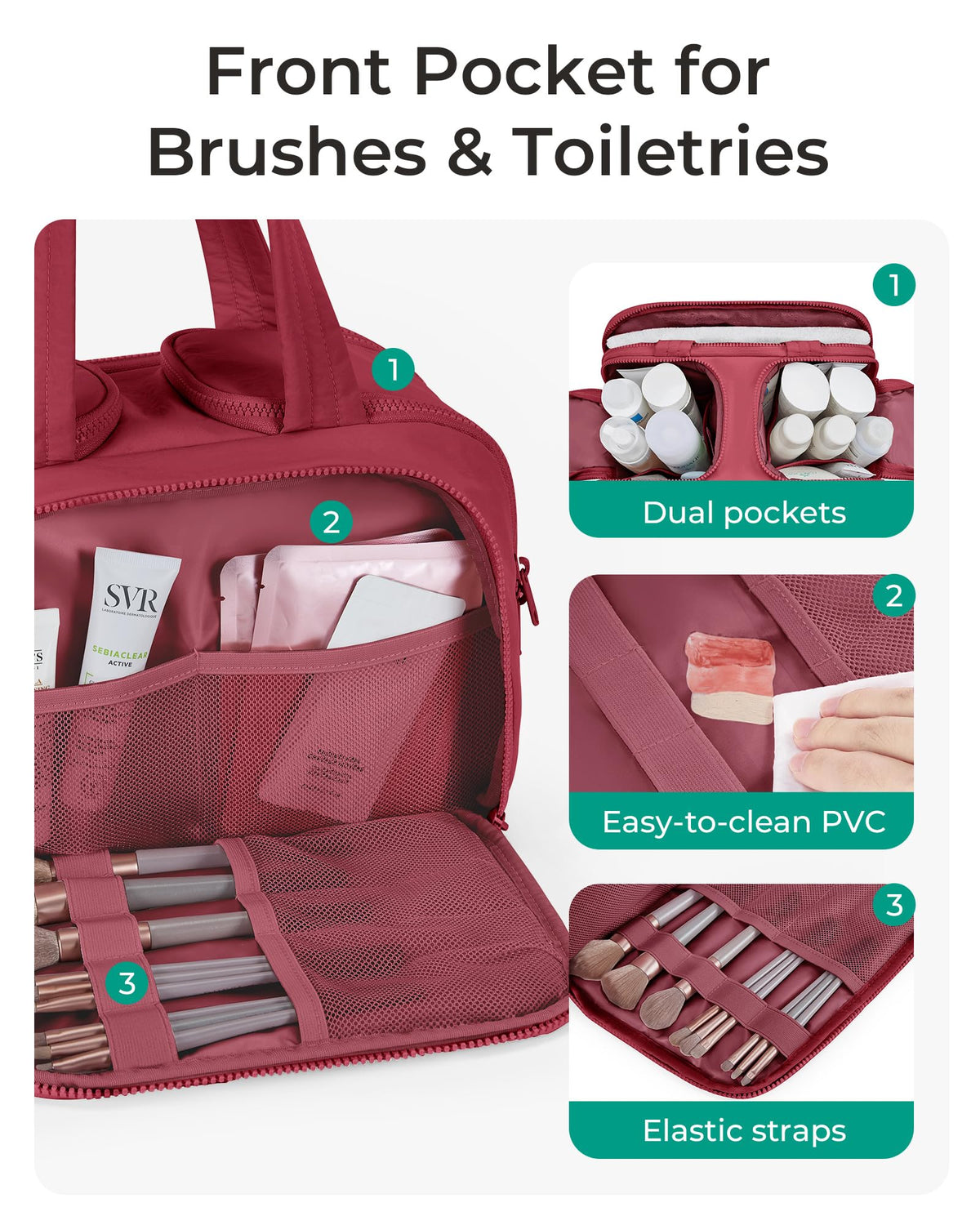 BAGSMART wide-open interior showing four compartments and easy access for packing