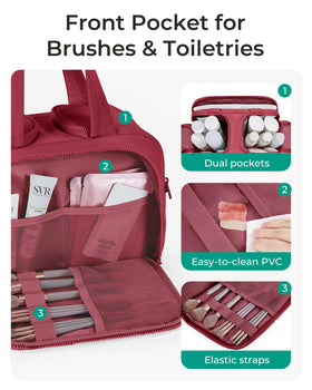 BAGSMART wide-open interior showing four compartments and easy access for packing