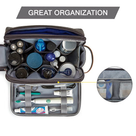 BAGSMART toiletry bag fully open showing compartments for quick access and neat packing