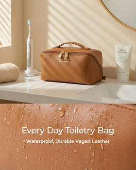 BAGSMART storing full-size bottles and brushes for travel convenience