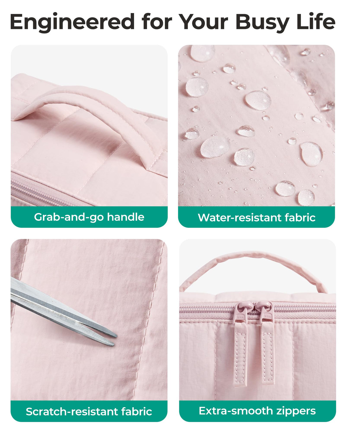 BAGSMART handle and zipper detail showing sturdy carry and smooth closure
