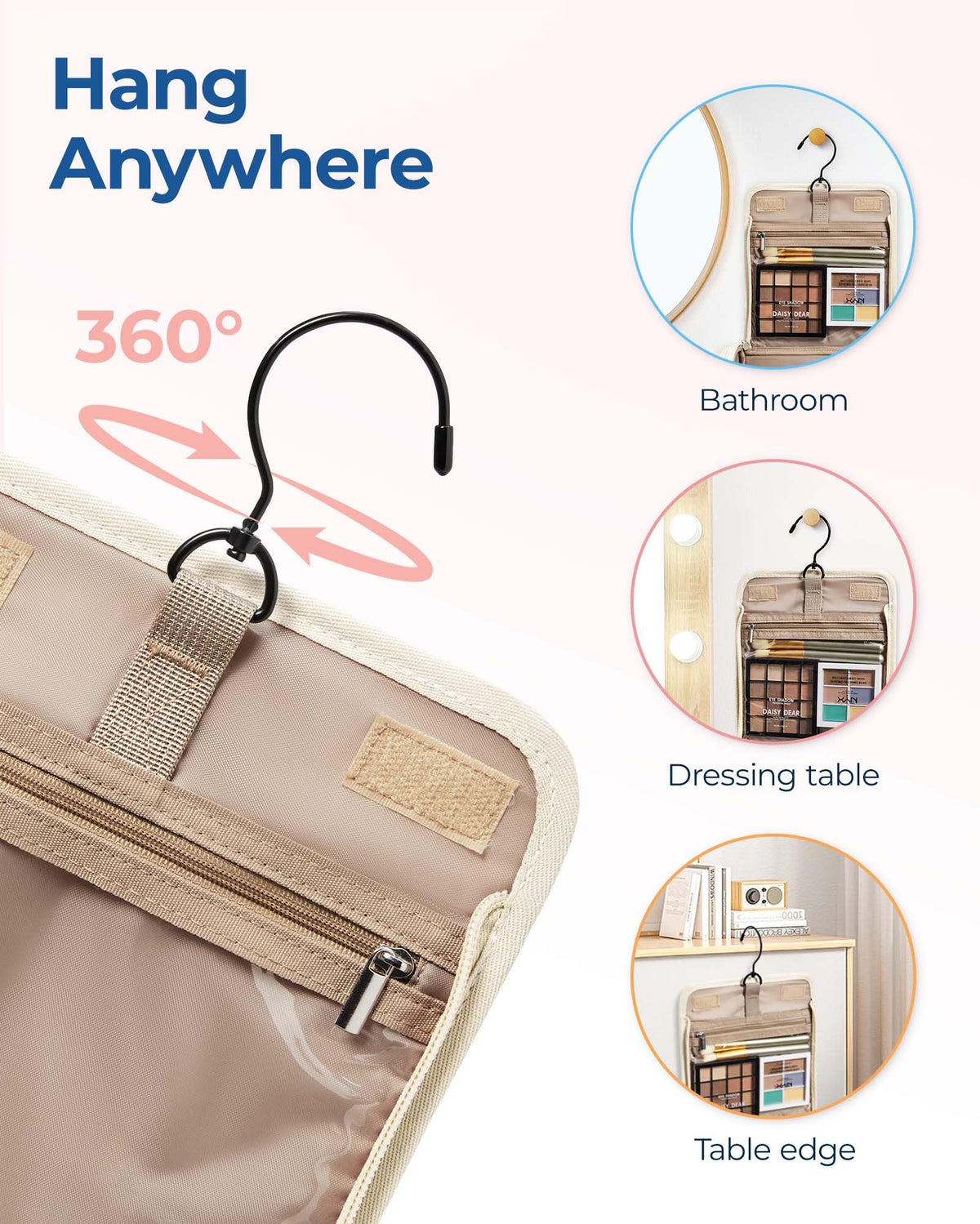 BAGSMART hanging in bathroom saving counter space and improving organization