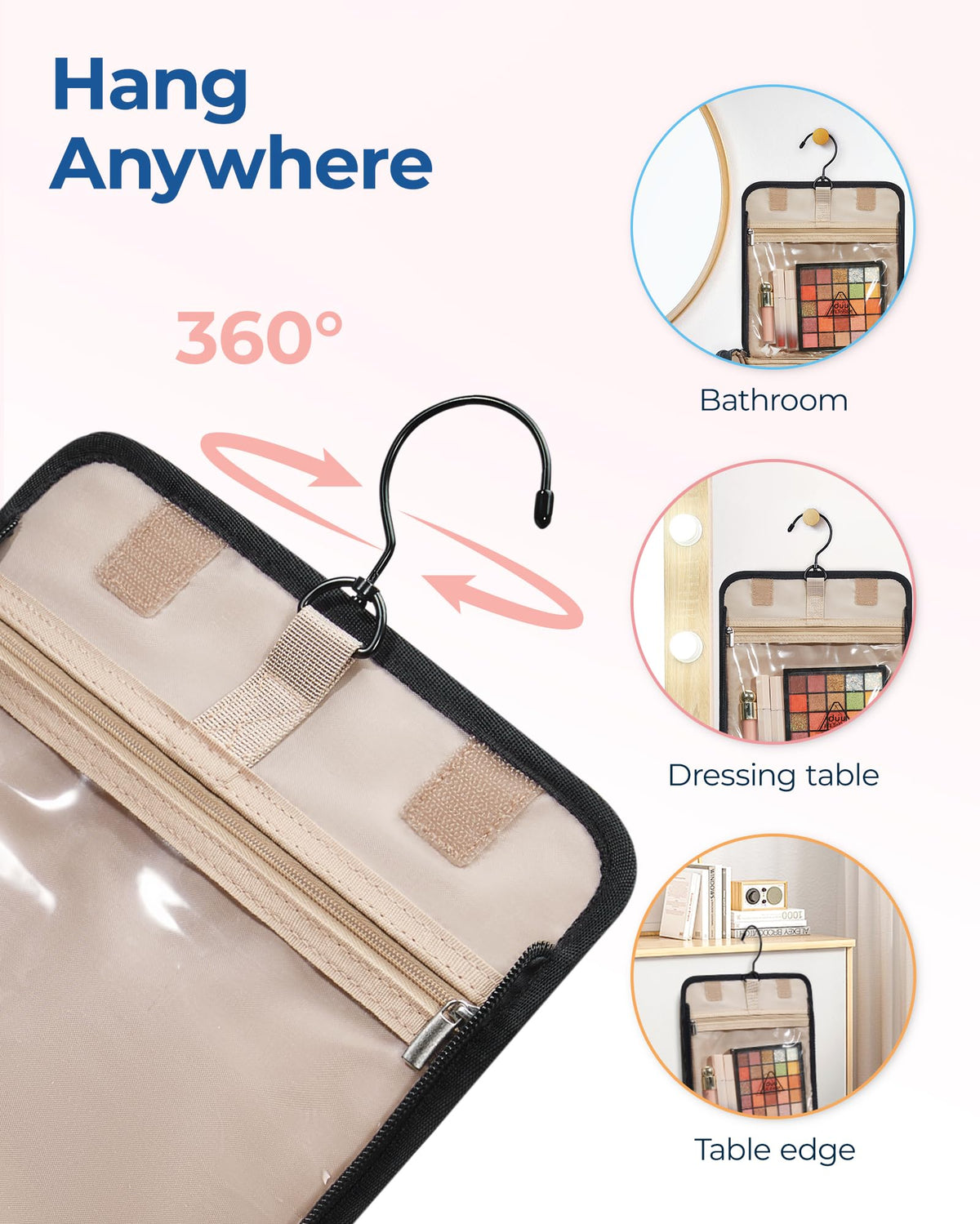 BAGSMART lifestyle image hung in bathroom saving counter space and improving access