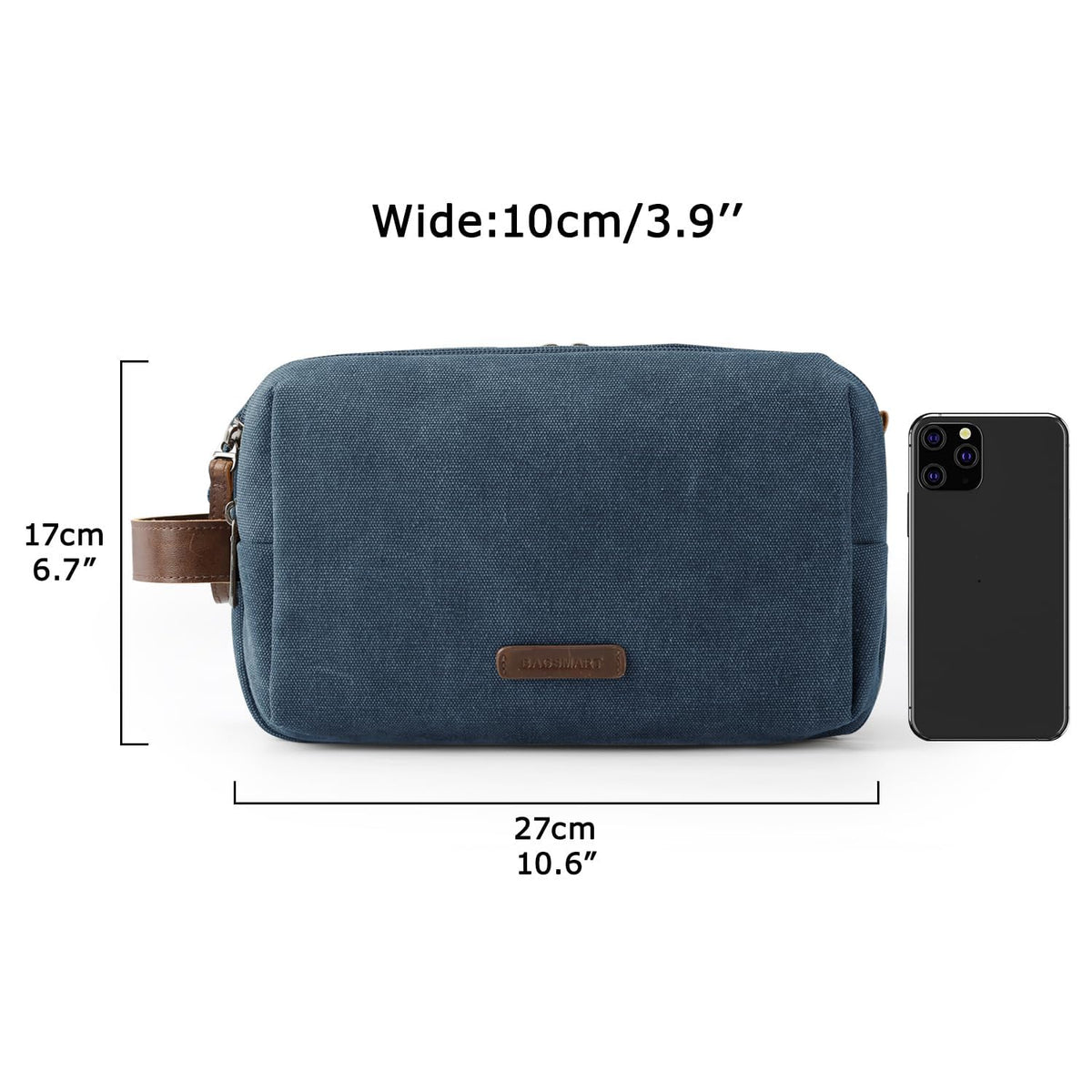 BAGSMART toiletry bag inside carry-on luggage demonstrating compact travel fit