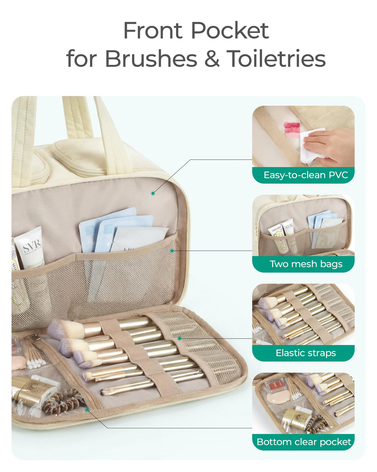 BAGSMART on bathroom counter with toiletries illustrating travel convenience
