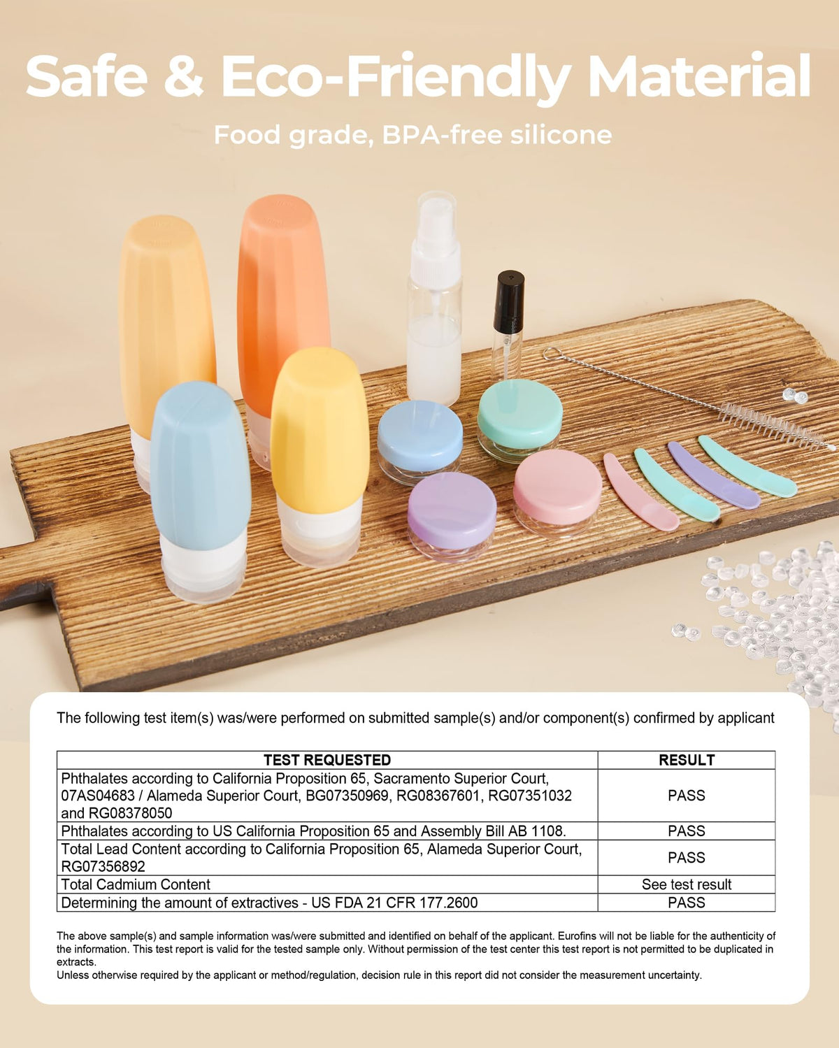 BAGSMART assorted jars and sprayers arranged to show capacity options