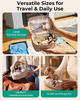 BAGSMART large bag open with skincare bottles showing secure travel storage