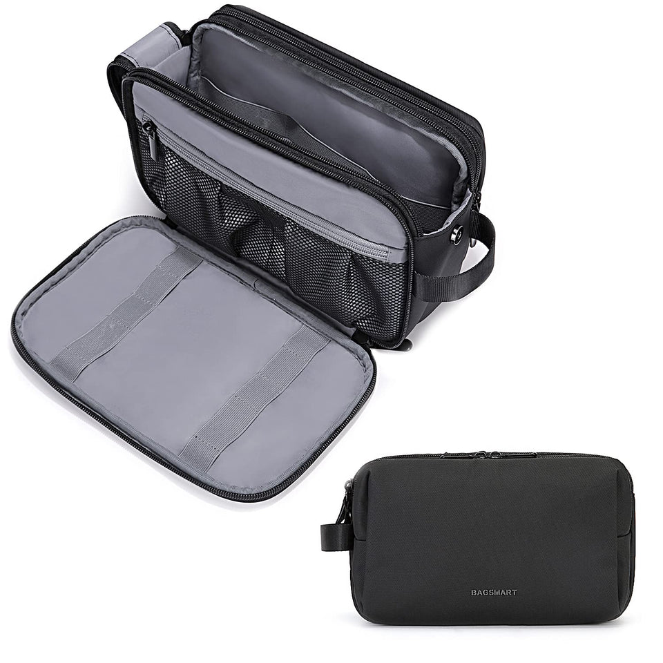 BAGSMART large toiletry bag front view showing compact, travel-ready design and durable fabric