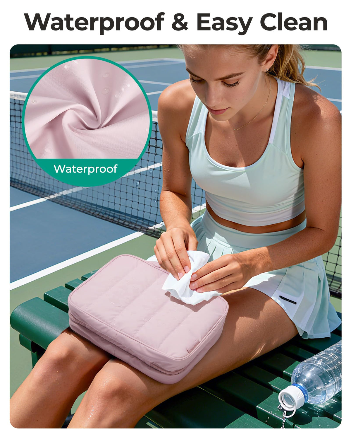 BAGSMART detail of leak-proof pocket protecting other items from liquid spills