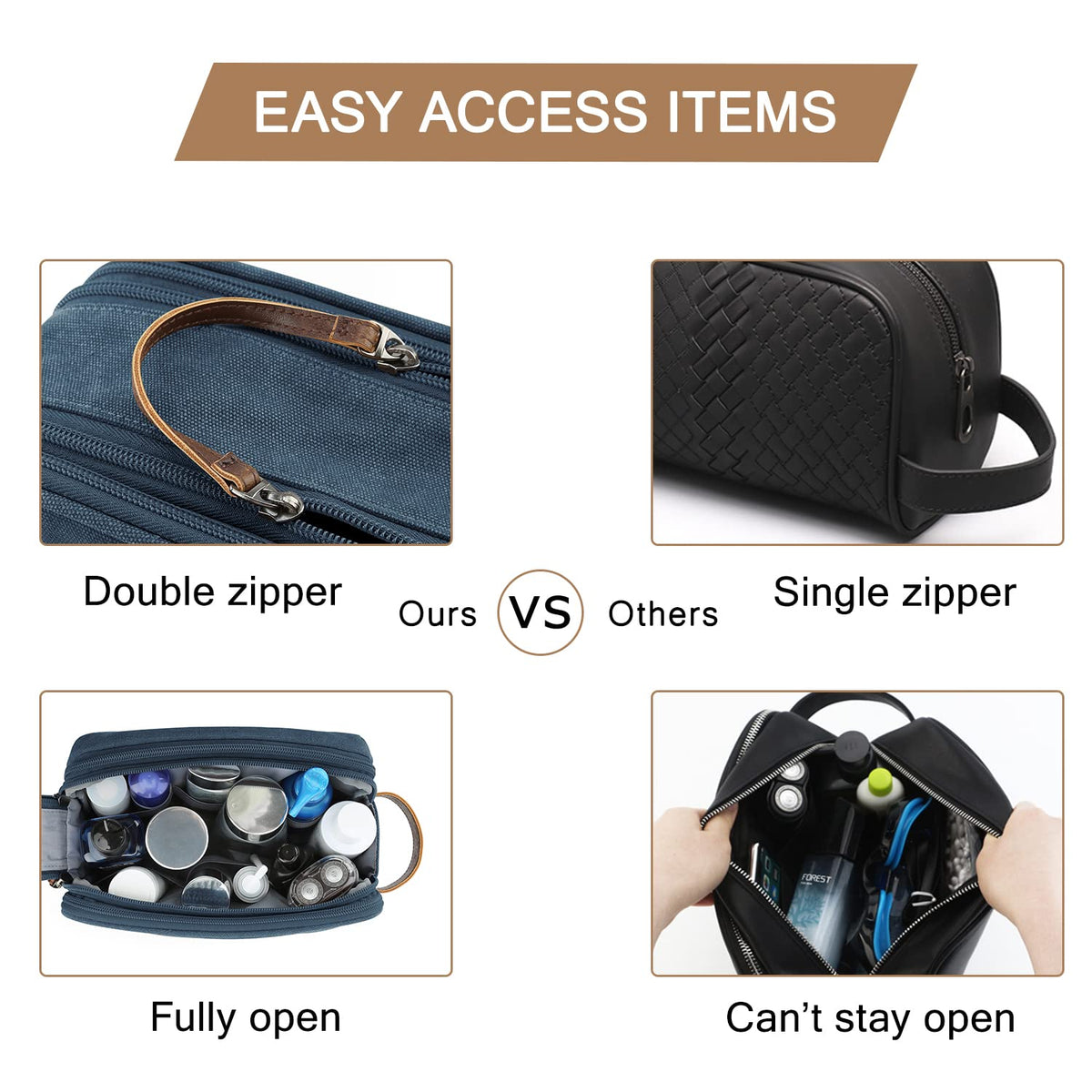 BAGSMART leather-style handle and durable zipper for easy carrying and reliability