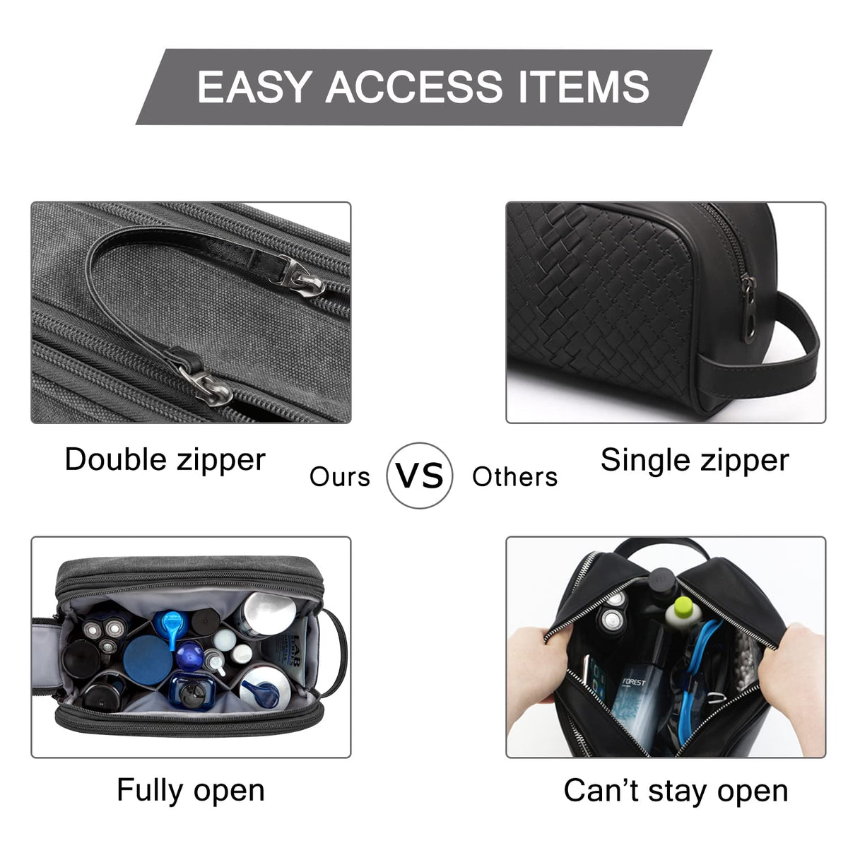 BAGSMART leather handle and heavy-duty zipper for durable carrying and quick access