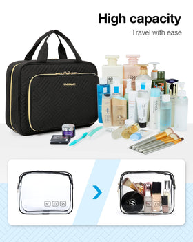 BAGSMART on bathroom counter staged for travel to show compact storage and easy visibility