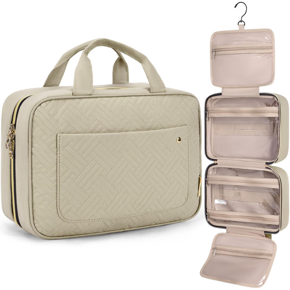 BAGSMART front view camel bag showing compact organization benefit