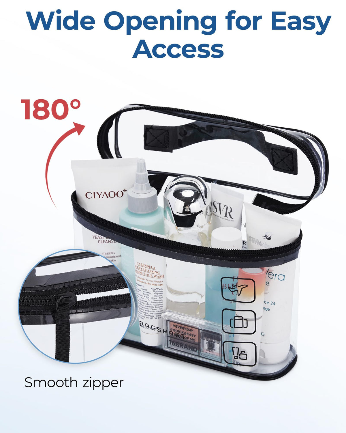 BAGSMART open 180-degree bag display that reveals all items for faster packing