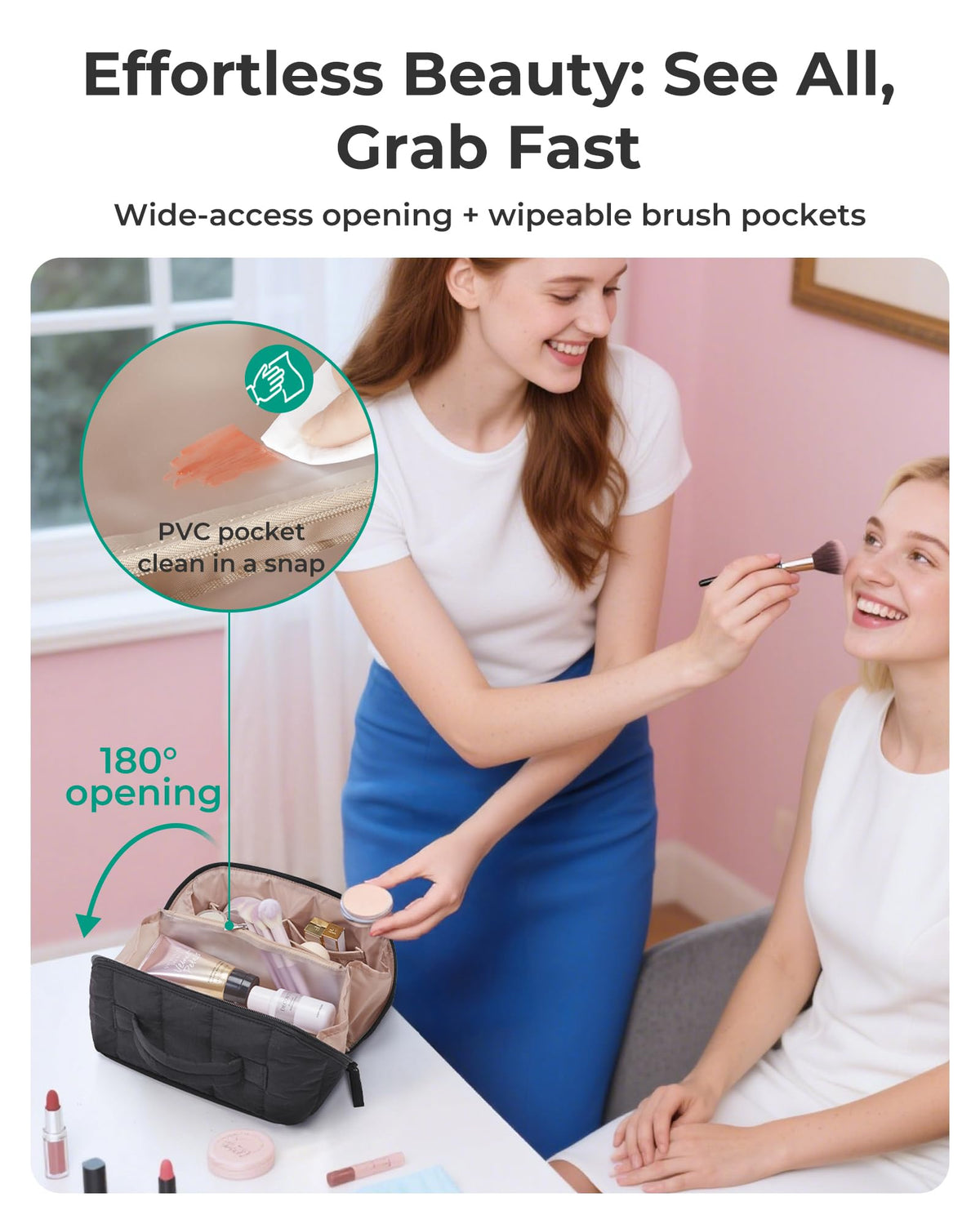 BAGSMART open flat interior displaying organized pockets for quick access