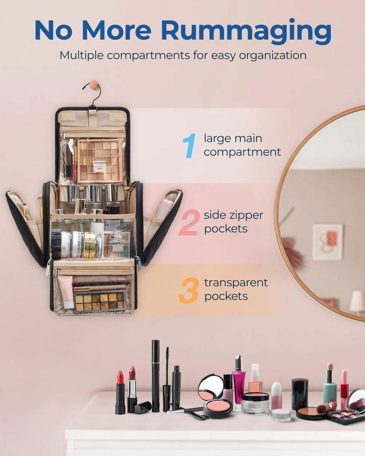 BAGSMART open layout showing compartments and contents for quick access benefit