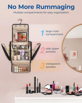 BAGSMART open layout displaying bottles, brushes, and accessories for efficient packing