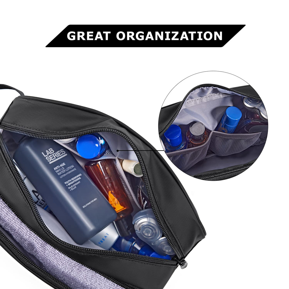 BAGSMART open top revealing compartments and easy access for quick packing