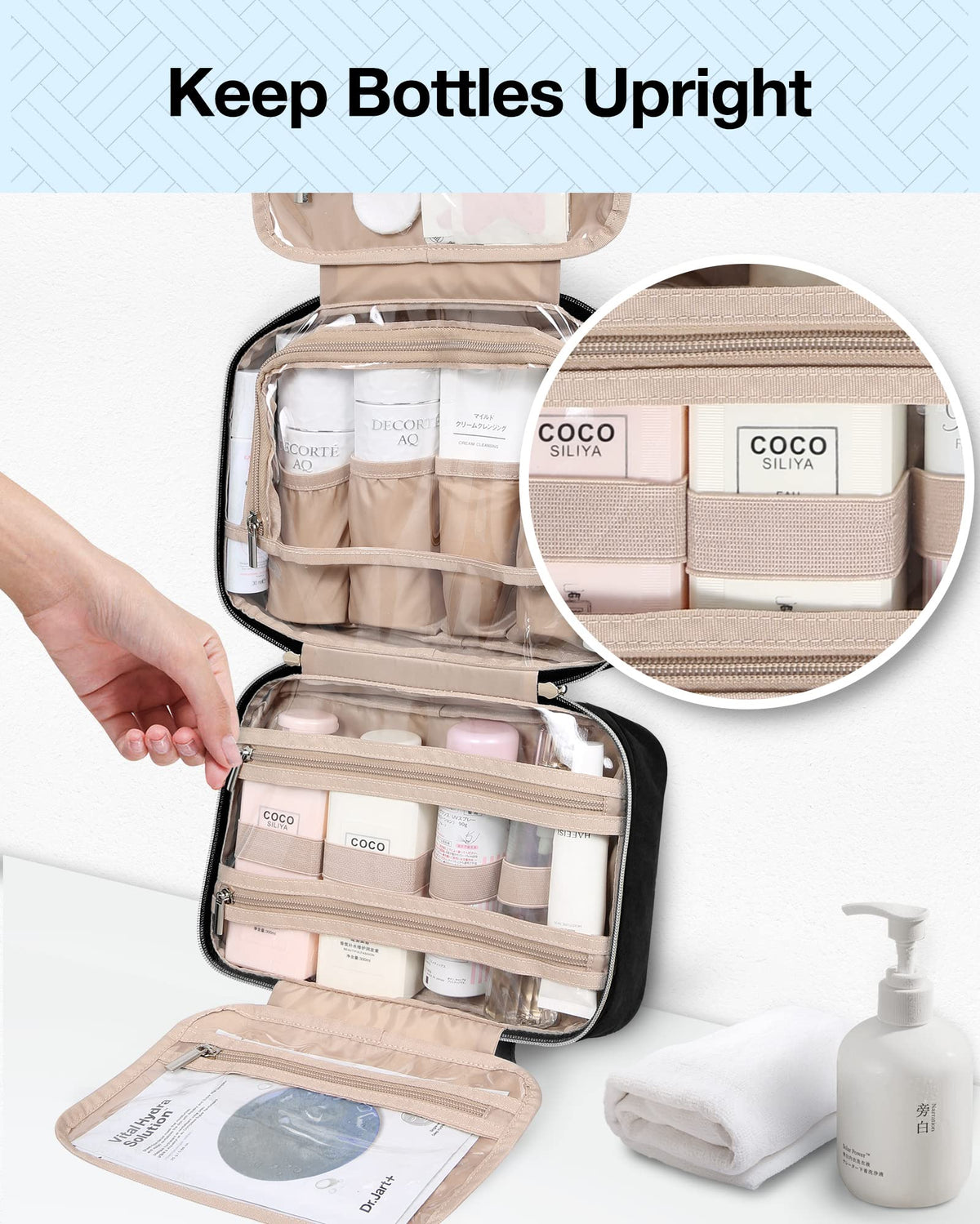 BAGSMART open and unzipped displaying multiple compartments for quick access and organization