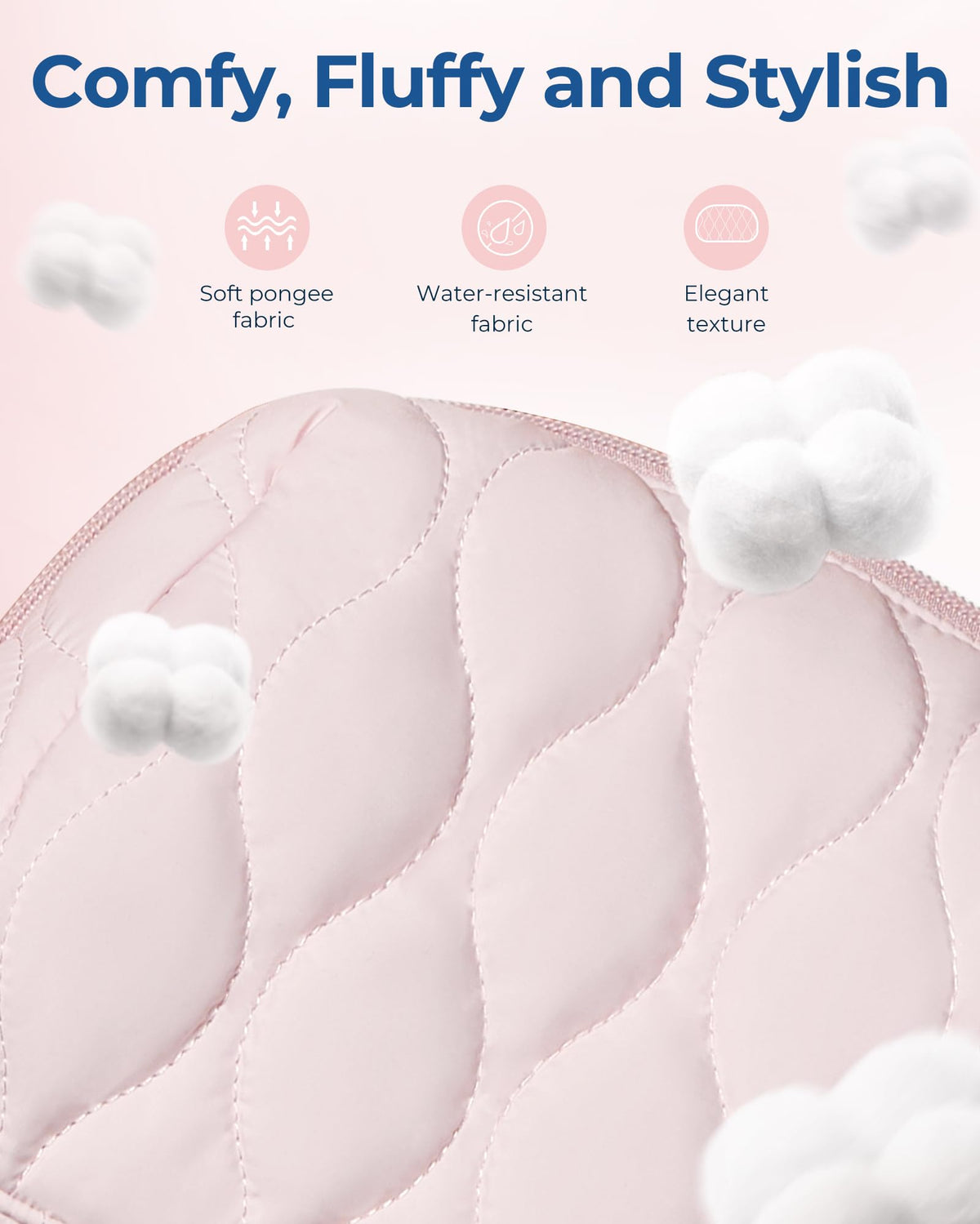 BAGSMART padded exterior texture close-up offering soft protection for fragile cosmetics