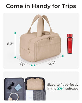 BAGSMART center compartment with upright bottles to prevent leaks and spills