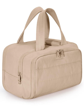 BAGSMART puffy toiletry bag front view showing organized compartments and portability