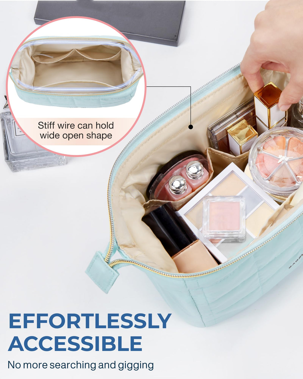 BAGSMART close-up of PVC-lined internal pocket for easy wipe-clean protection against spills