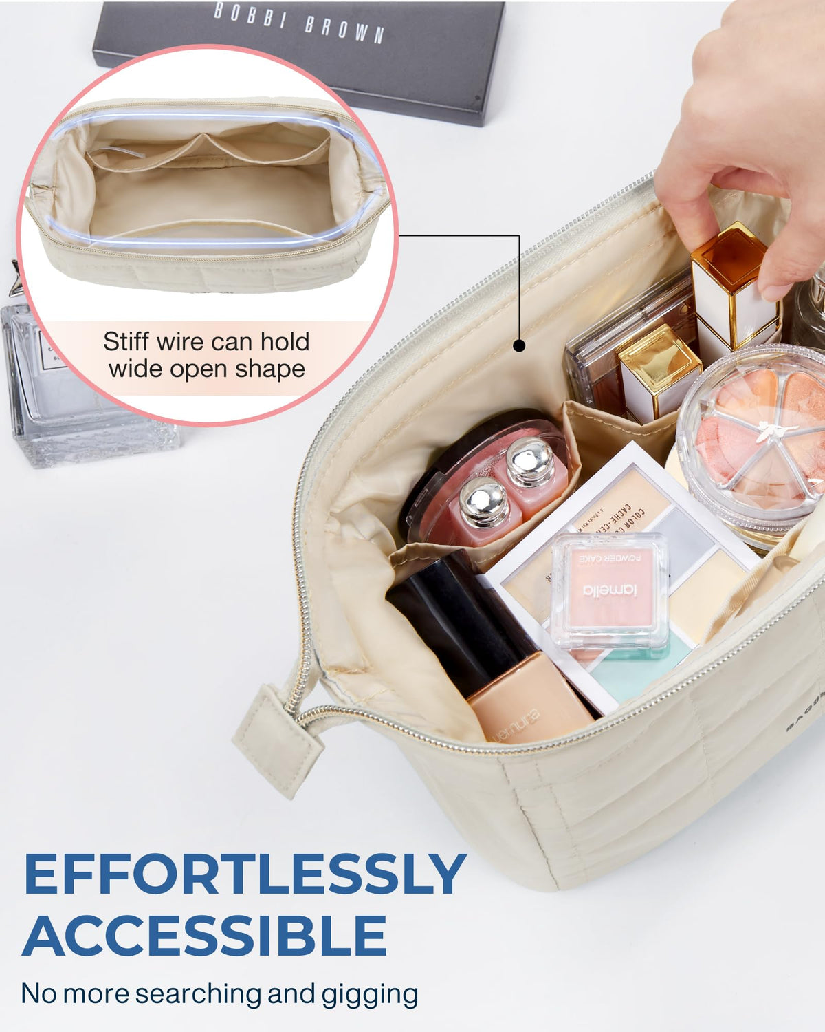 BAGSMART PVC-lined pocket inside demonstrating easy-clean protection for liquids
