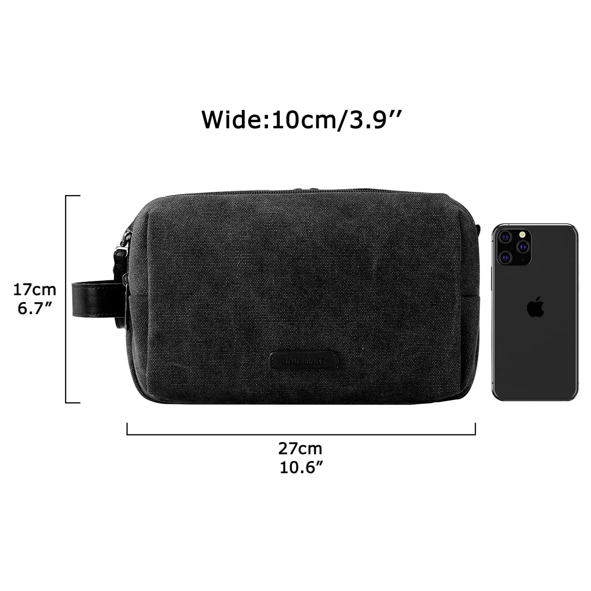BAGSMART medium bag next to toiletries showing size and packing capacity