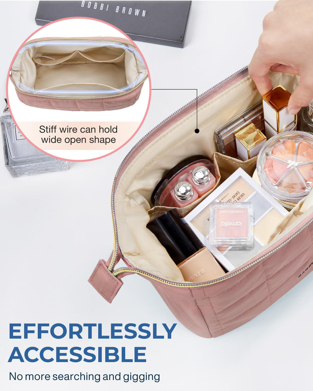 BAGSMART size comparison with passport illustrating travel-friendly capacity