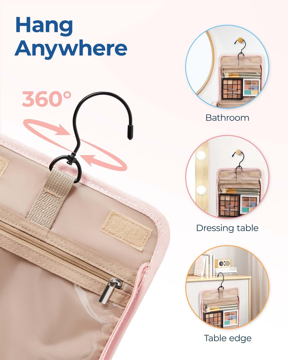 BAGSMART next to travel-size bottles to show capacity and packing efficiency