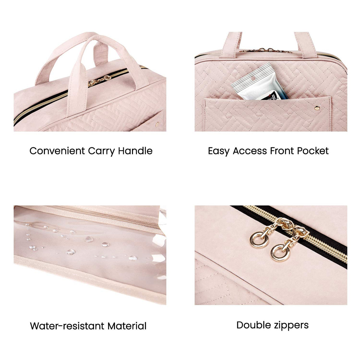 BAGSMART next to common travel items to show scale and large capacity benefit packing decisions