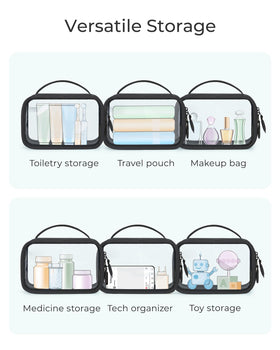 BAGSMART bag next to passport showing quart size for TSA compliance
