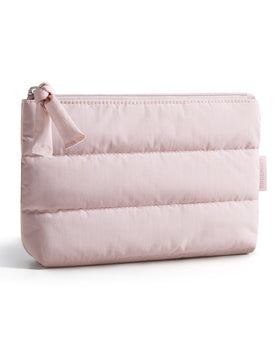 BAGSMART small puffy makeup bag front view shows compact, stylish storage