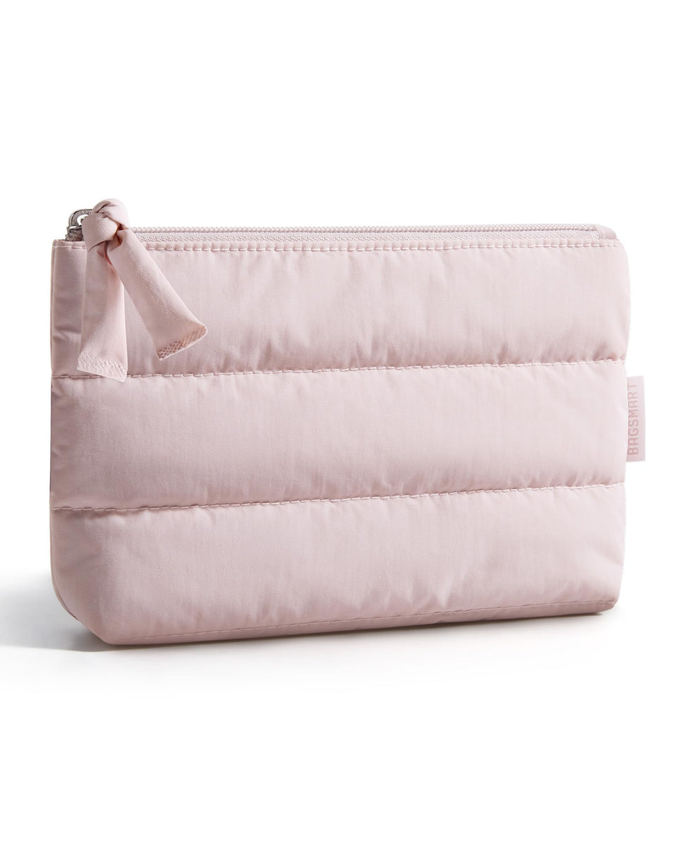 BAGSMART small puffy makeup bag front view shows compact, stylish storage