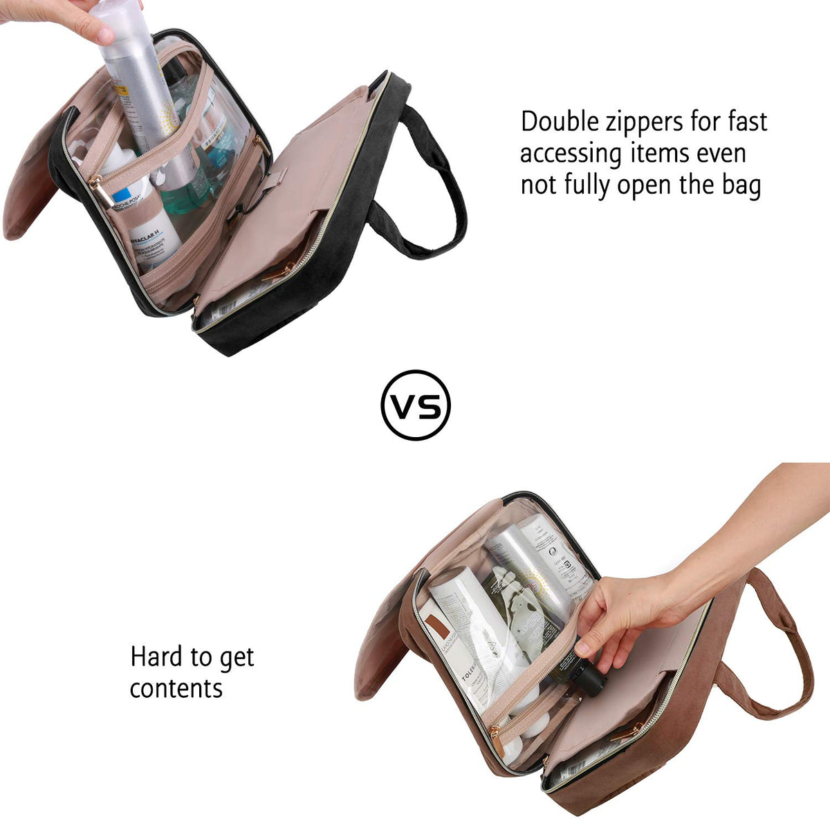 BAGSMART toiletry bag packed in a suitcase demonstrating travel convenience