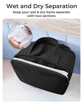 BAGSMART waterproof front pocket with wet items demonstrating protection benefit: keeps dry items safe